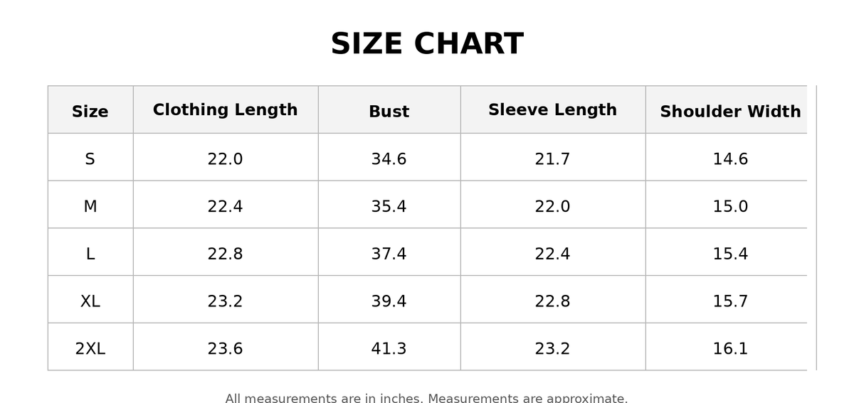 Size Chart for Amelia Ribbed Turtleneck Sweater