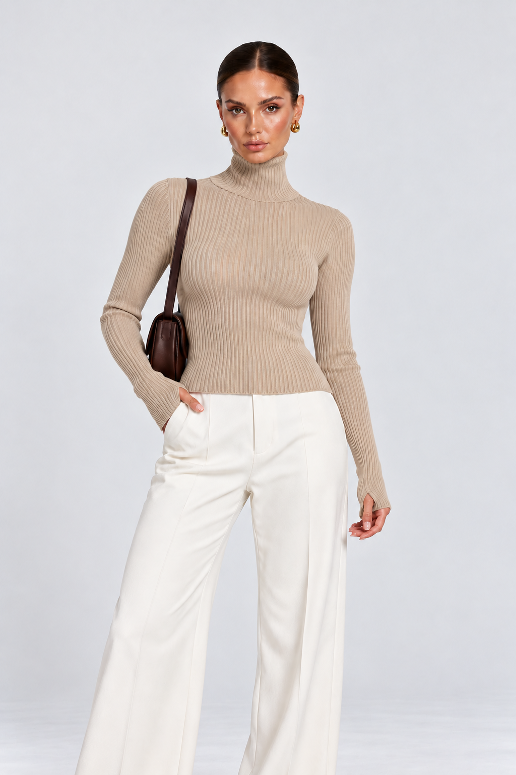 Sienna High-Neck Knit Sweater