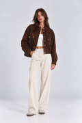 Avery Suede Bomber Jacket